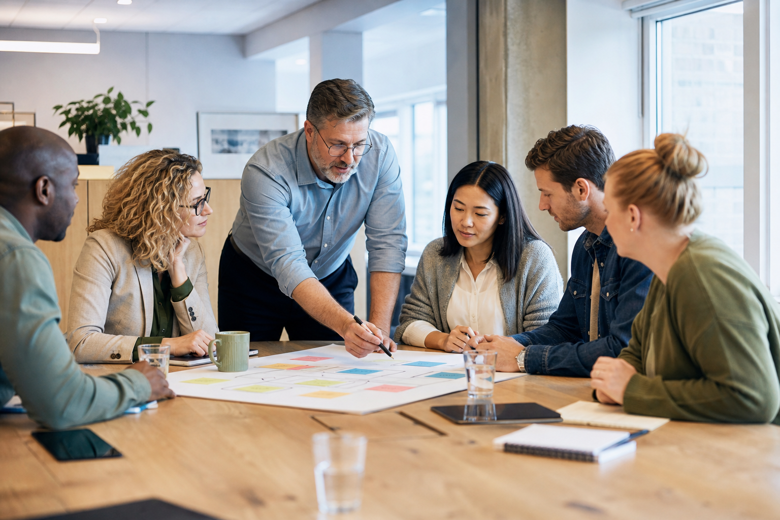 Tijdelijke specialist van PEX Detachering werkt samen met een projectteam